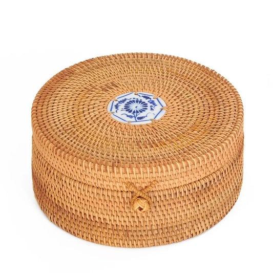 Rattan Weaving Storage Box - Versatile Handmade Organizer for Jewelry, Makeup