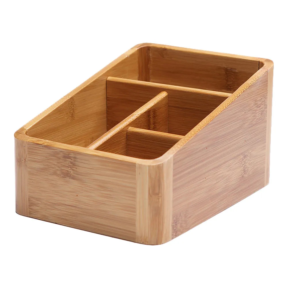 Bamboo Storage Box - Stylish Desk Drawer and Desktop Makeup Organizer